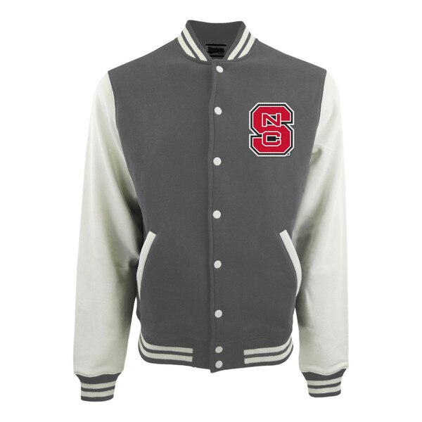 Grey/White Varsity Snap Front Jacke